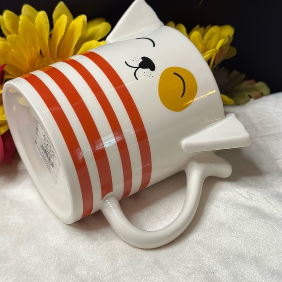 New Parker Lane 16 Oz Figural Red Stripe Dog Mug w/ Ears & Tail. - Picture 8 of 9